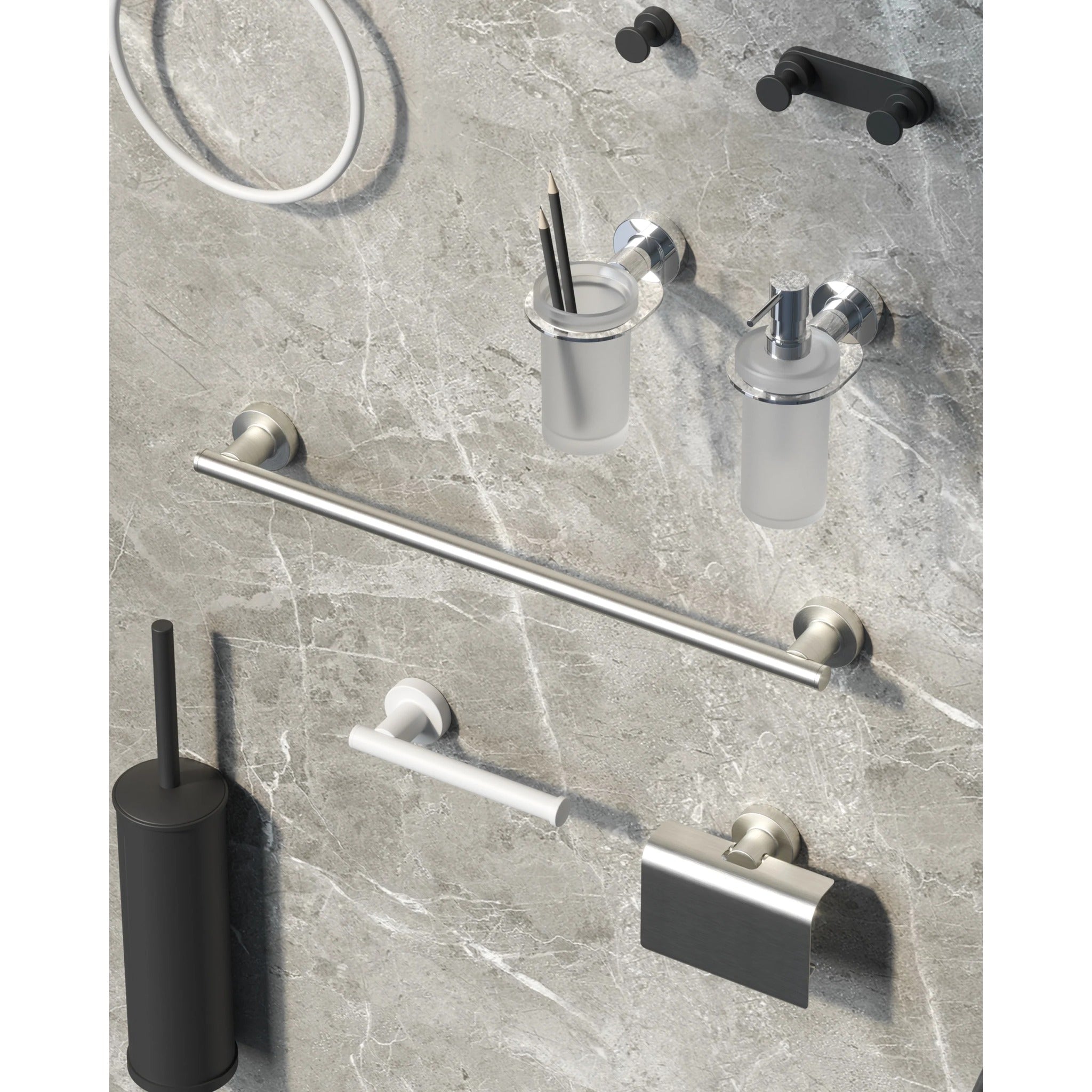 Sonia Bath Fırçalanmış Nikel Havlu Askısı – 50 cm Zarafet
