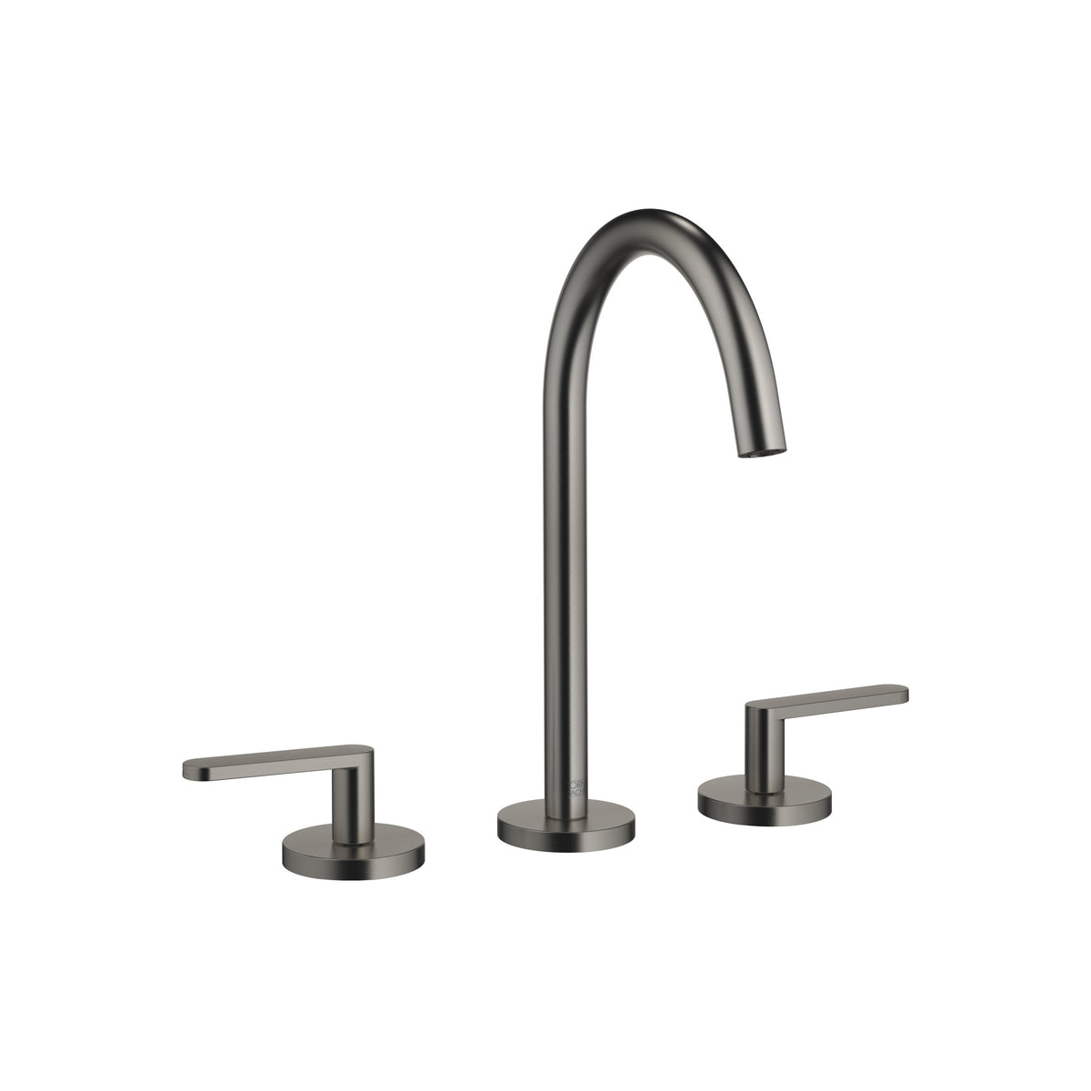 Dornbracht META Üç Delikli Lavabo Bataryası, Kumandalı Süzgeçli — Fırçalanmış Koyu Platin