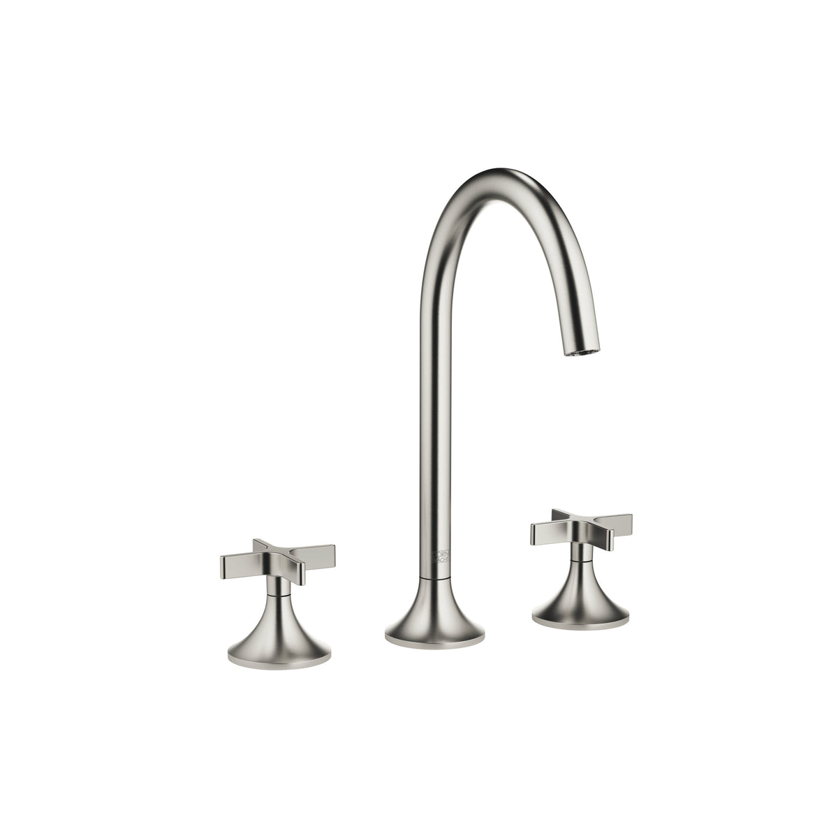 Dornbracht VAIA Üç Delikli Lavabo Bataryası, Kumandalı Süzgeçli — Fırçalanmış Platin