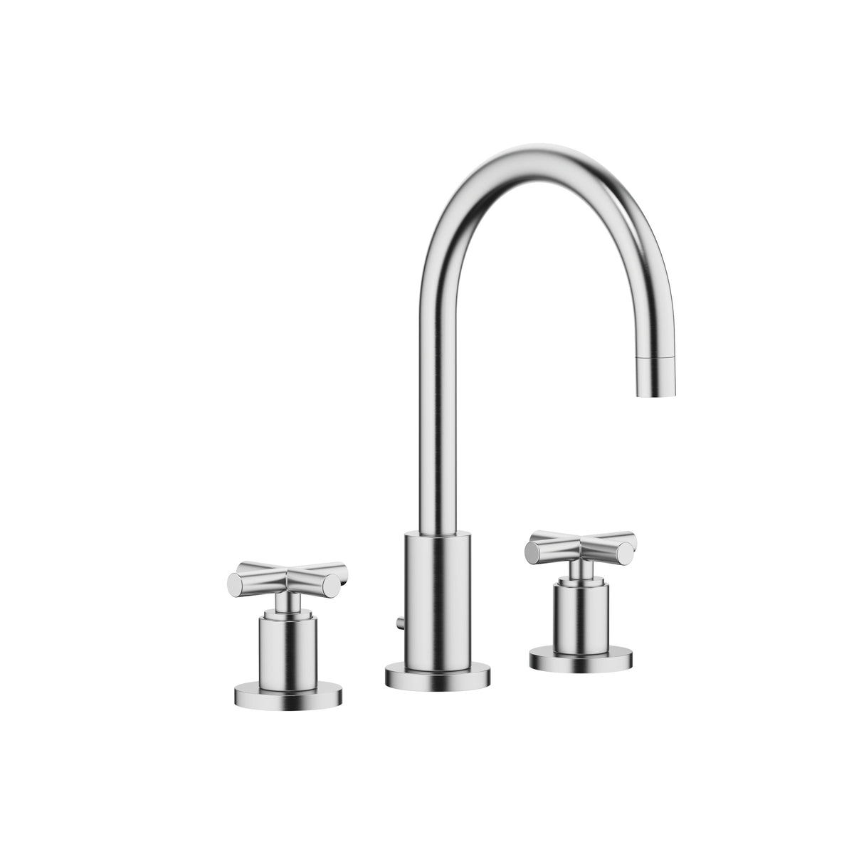 Dornbracht TARA Üç Delikli Lavabo Bataryası, Kumandalı Süzgeçli — Fırçalanmış Krom