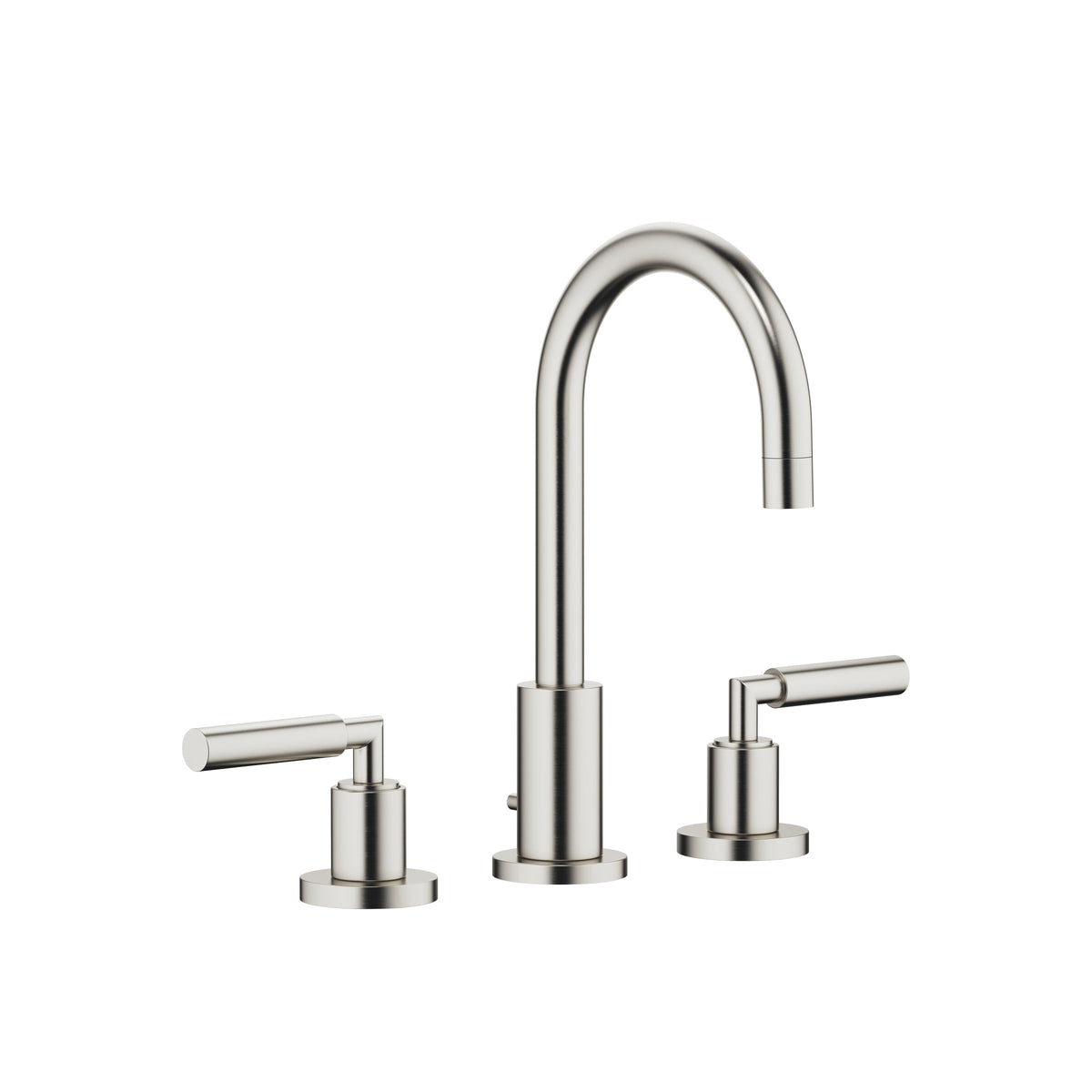 Dornbracht TARA Üç Delikli Lavabo Bataryası, Kumandalı Süzgeçli — Fırçalanmış Platin