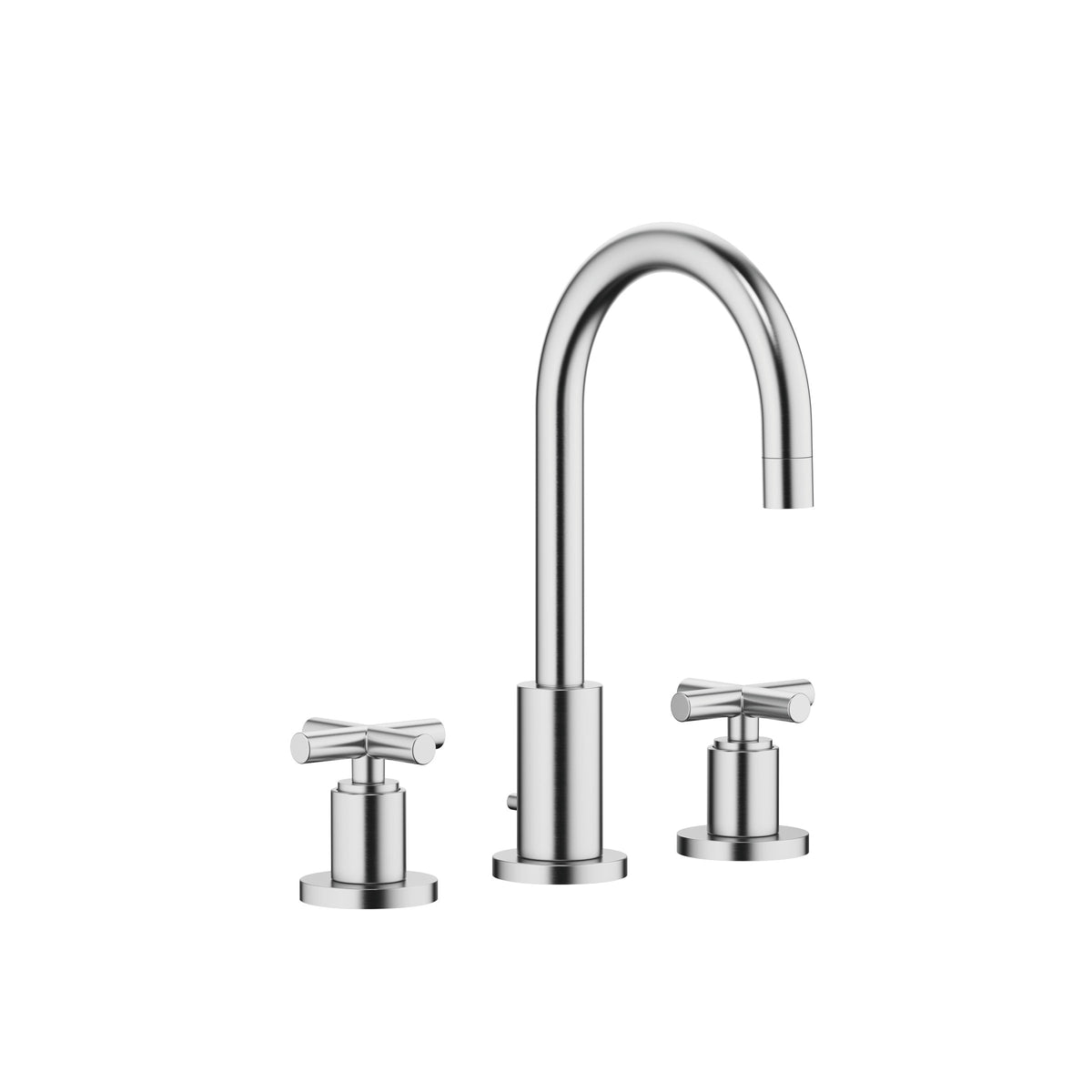 Dornbracht TARA Üç Delikli Lavabo Bataryası, Kumandalı Süzgeçli — Fırçalanmış Krom