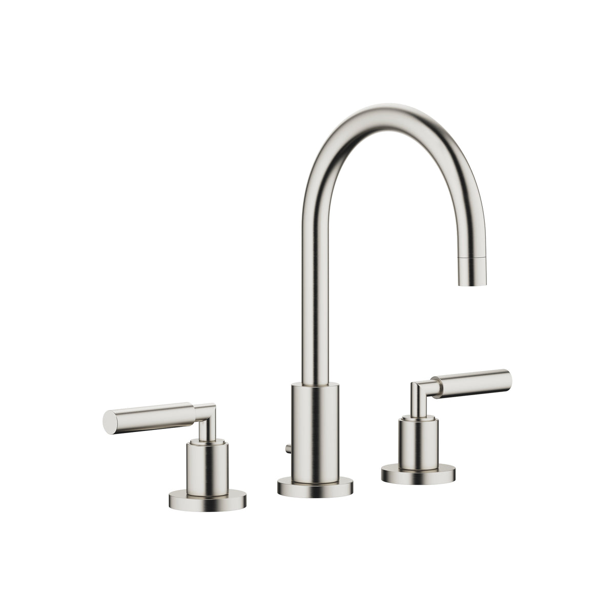 Dornbracht TARA Üç Delikli Lavabo Bataryası, Kumandalı Süzgeçli — Fırçalanmış Platin