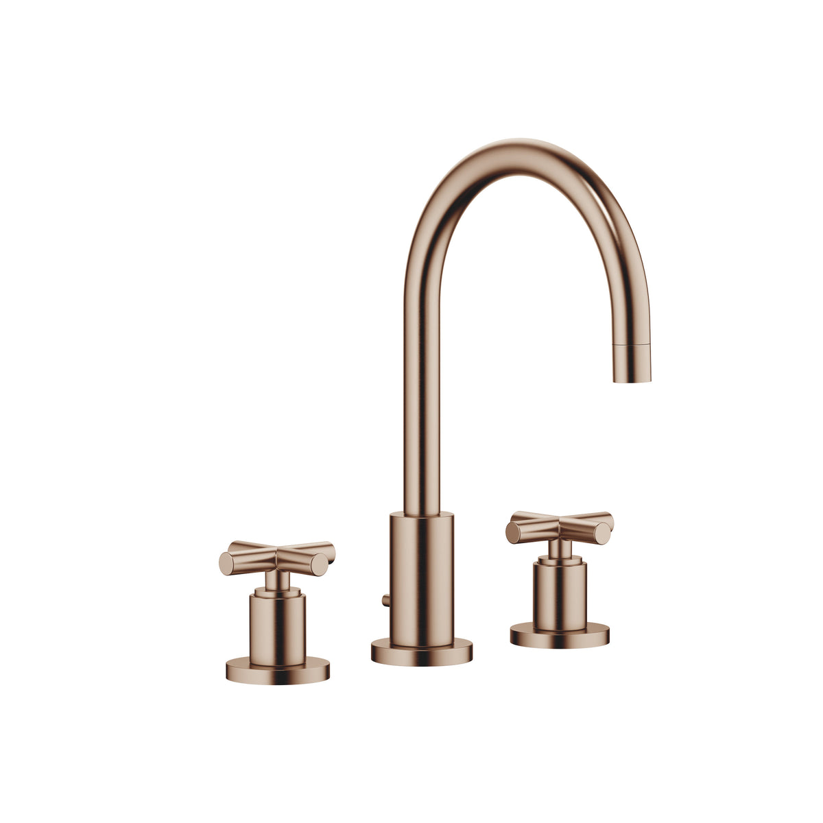 Dornbracht TARA Üç Delikli Lavabo Bataryası, Kumandalı Süzgeçli — Fırçalanmış Bronz (PVD)