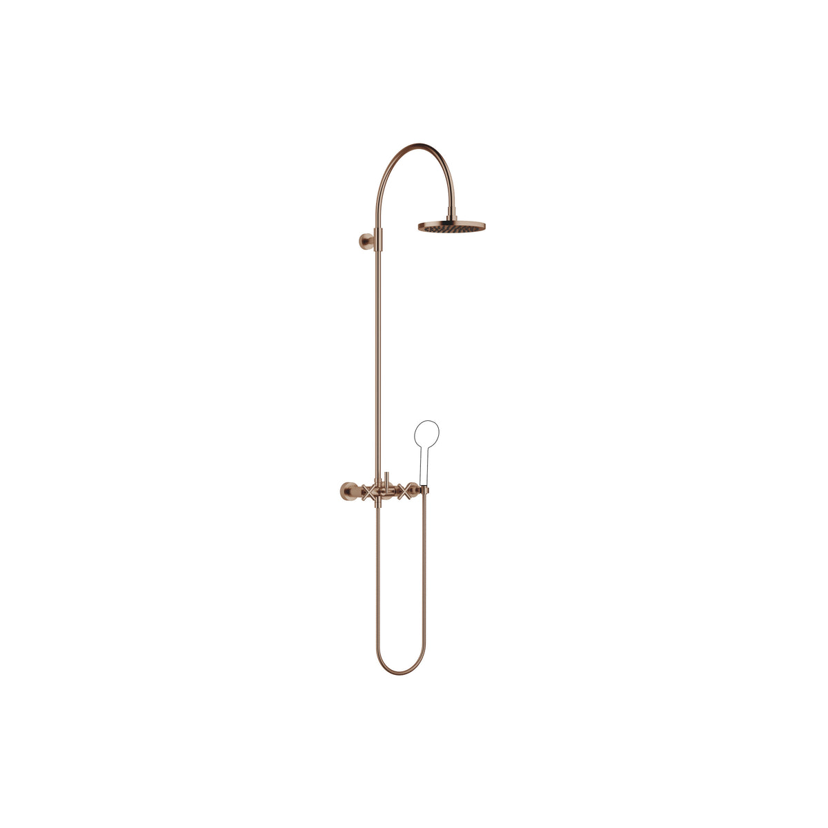 Dornbracht TARA Duş Kolonu, Duş Bataryalı El Duşusuz — FlowReduce 220 mm — Fırçalanmış Bronz (PVD)