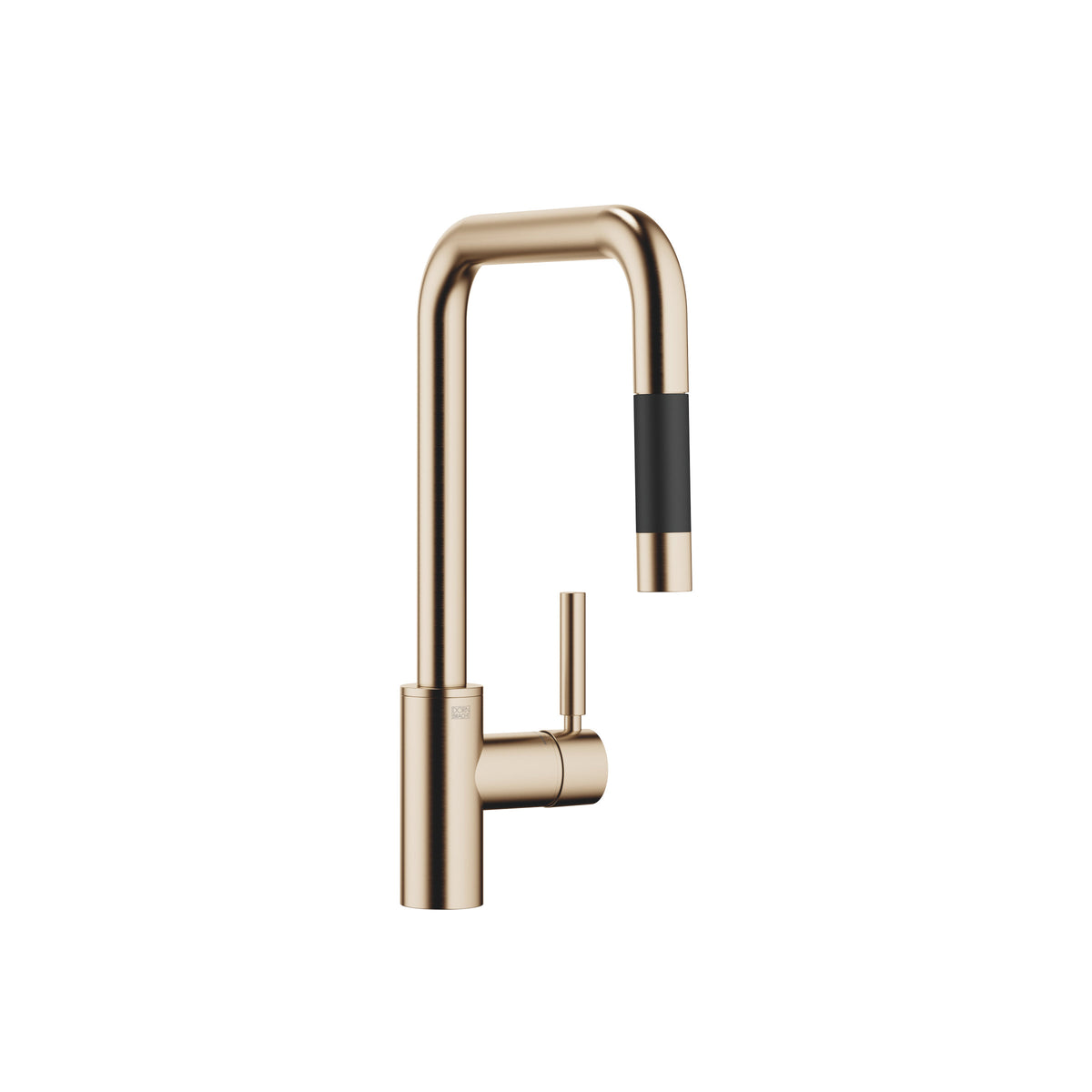 Dornbracht META SQUARE Tek Kollu Batarya, Spiralli Çekmeli Başlıklı — Fırçalanmış Şampanya (22 ayar Altın)