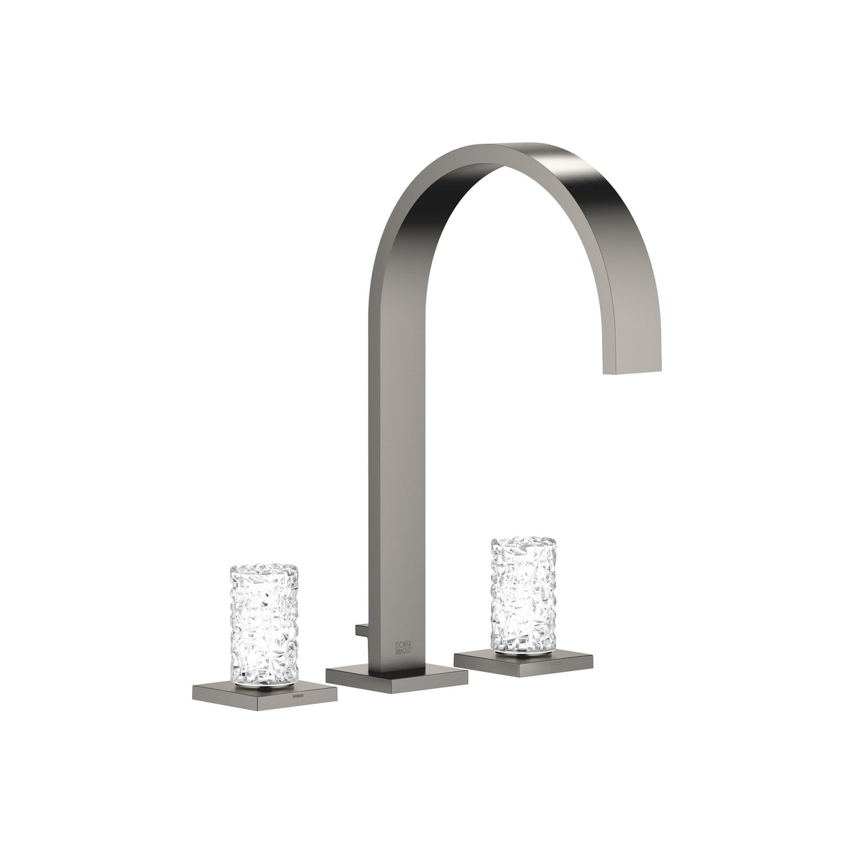Dornbracht MEM Üç Delikli Lavabo Bataryası Kumandalı Süzgeçli Glass Design ICE Orta — Fırçalanmış Koyu Platin
