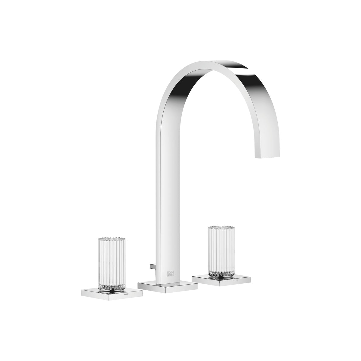 Dornbracht MEM Üç Delikli Lavabo Bataryası Kumandalı Süzgeçli Glass Design CLIVIA Orta — Krom