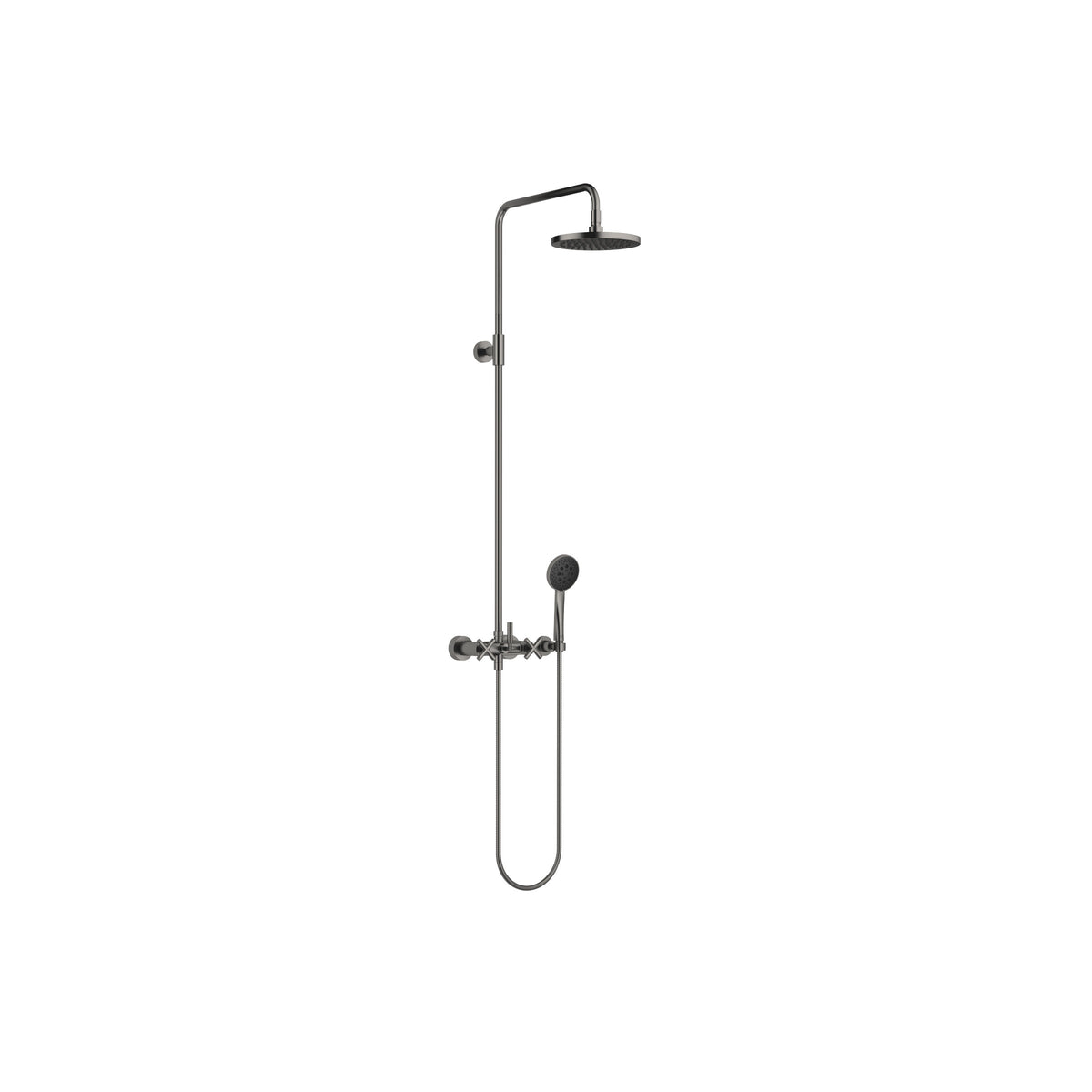 Dornbracht TARA Duş Kolonu, Duş Bataryalı 220 mm — Fırçalanmış Koyu Platin