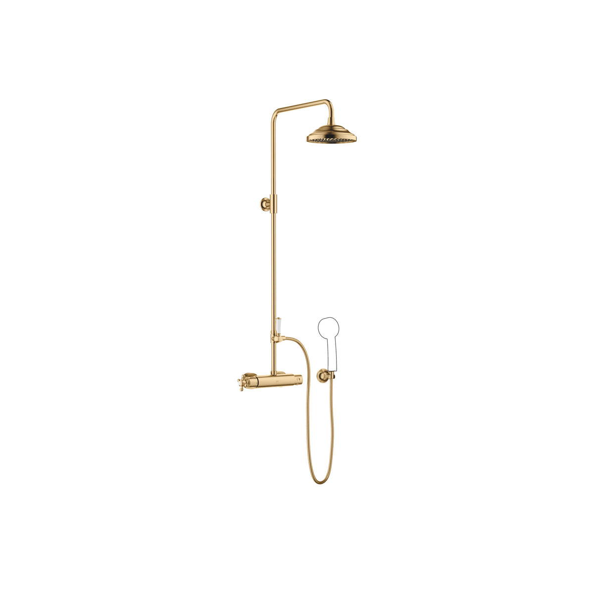 Dornbracht MADISON Duş Kolonu Duş Termostatlı 200 mm — Fırçalanmış Durabrass (23 ayar Altın)