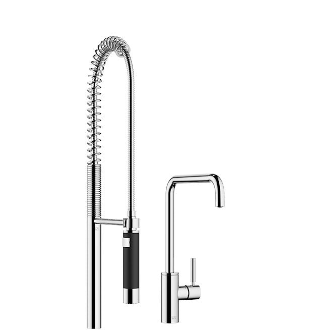 Dornbracht META SQUARE Tek Kollu Batarya Profi Sprey Setli — Koyu Krom