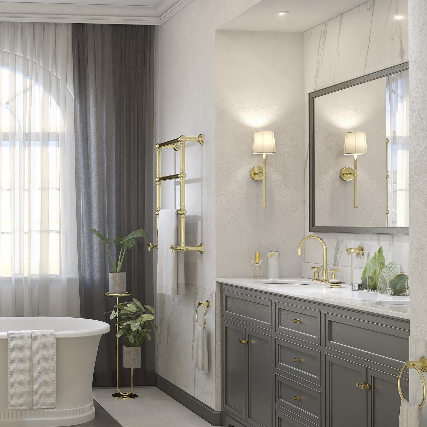 THG Paris Les Ondes: Kristal Facet Detaylı Lüks Banyo Armatürü
