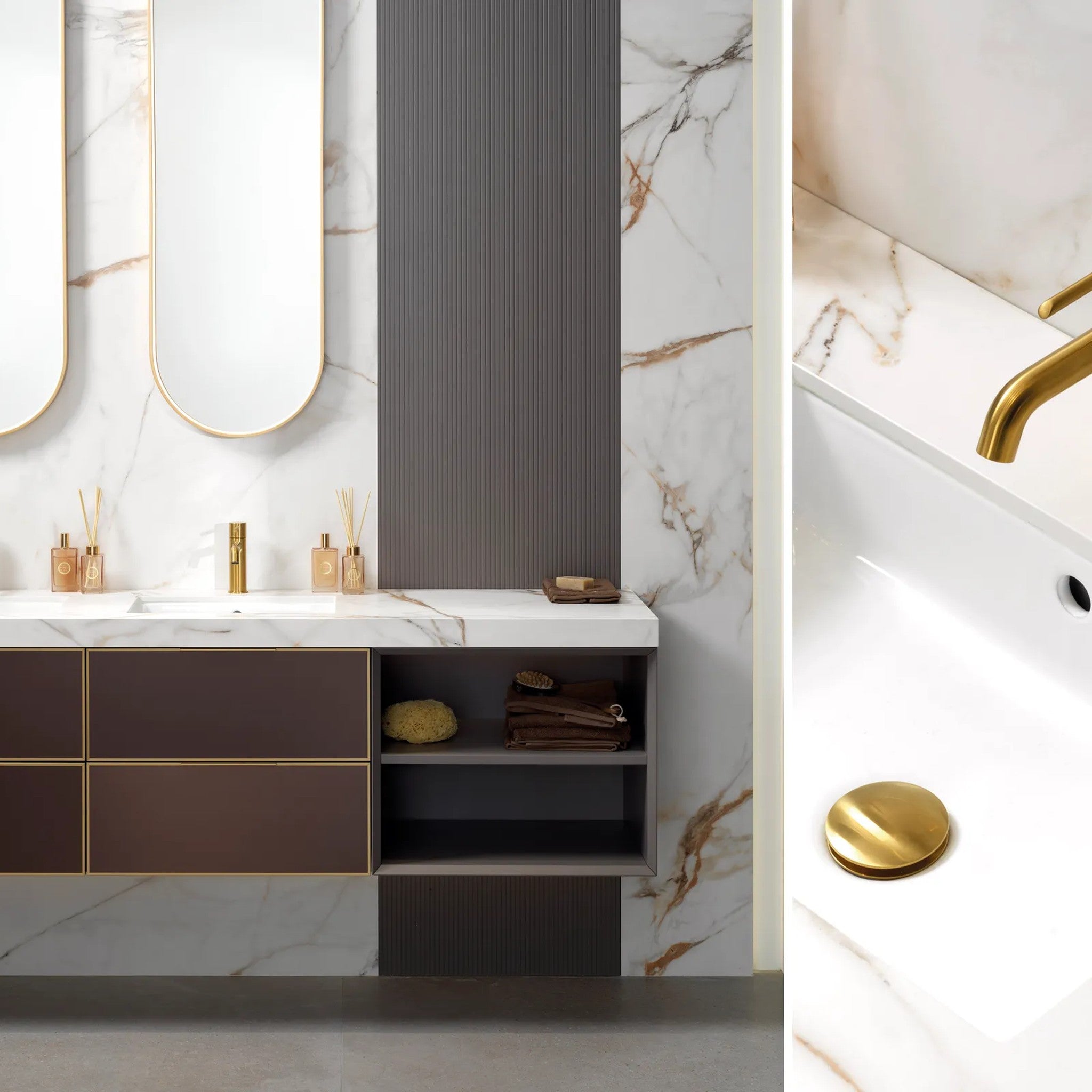 GAMA Decor Symphony: Bakır Detaylı Lüks Banyo Mobilyası