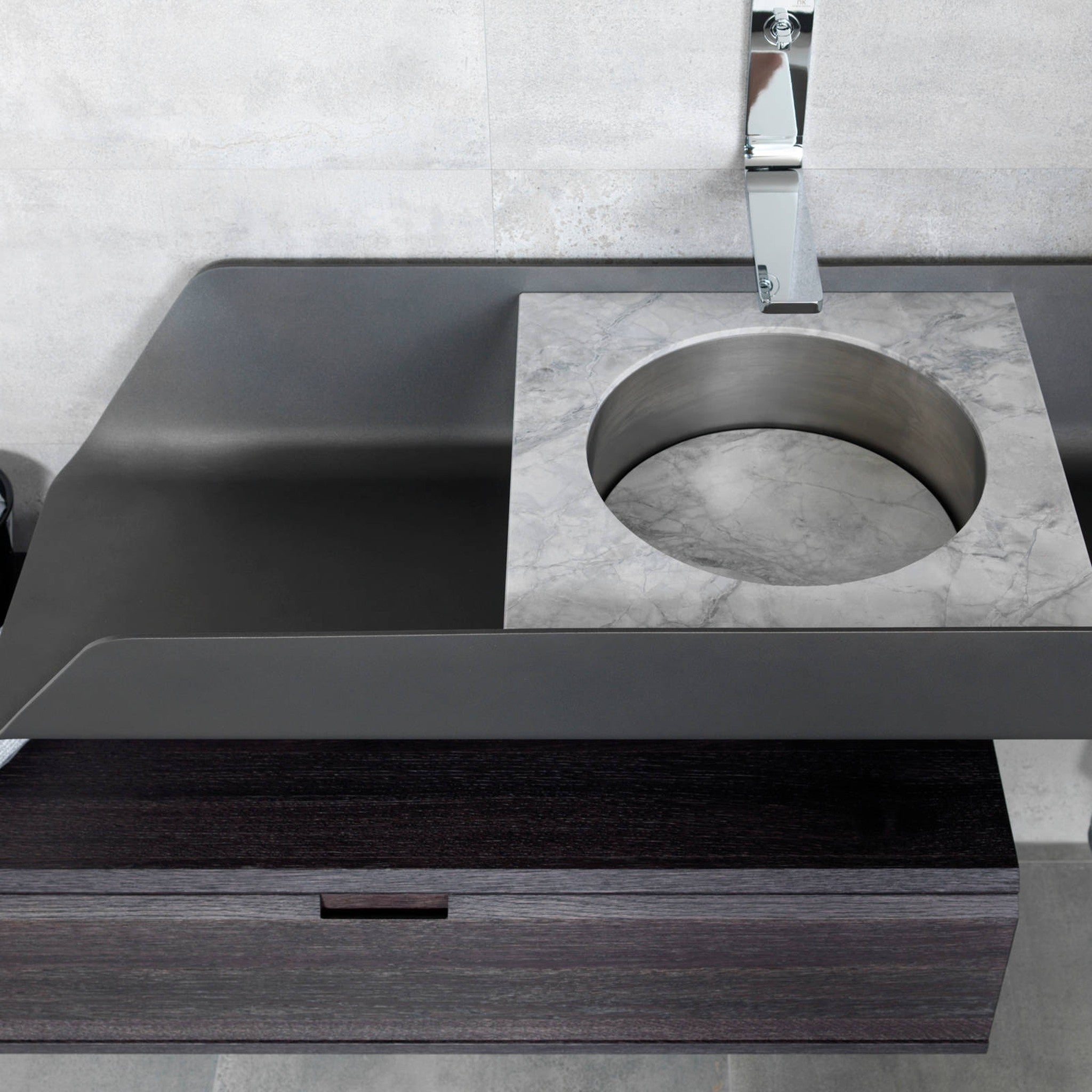 GAMA Decor Duna: Granit ve Alüminyumun Buluştuğu Banyo Mobilyası